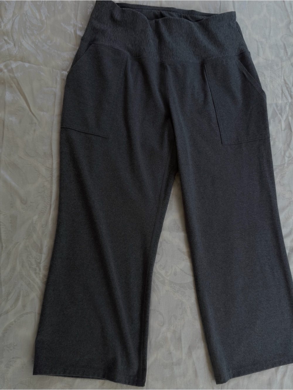 RBX Yoga Pants XL Gray Cropped Wide Leg High Rise Athletic Pockets - Picture 5 of 6